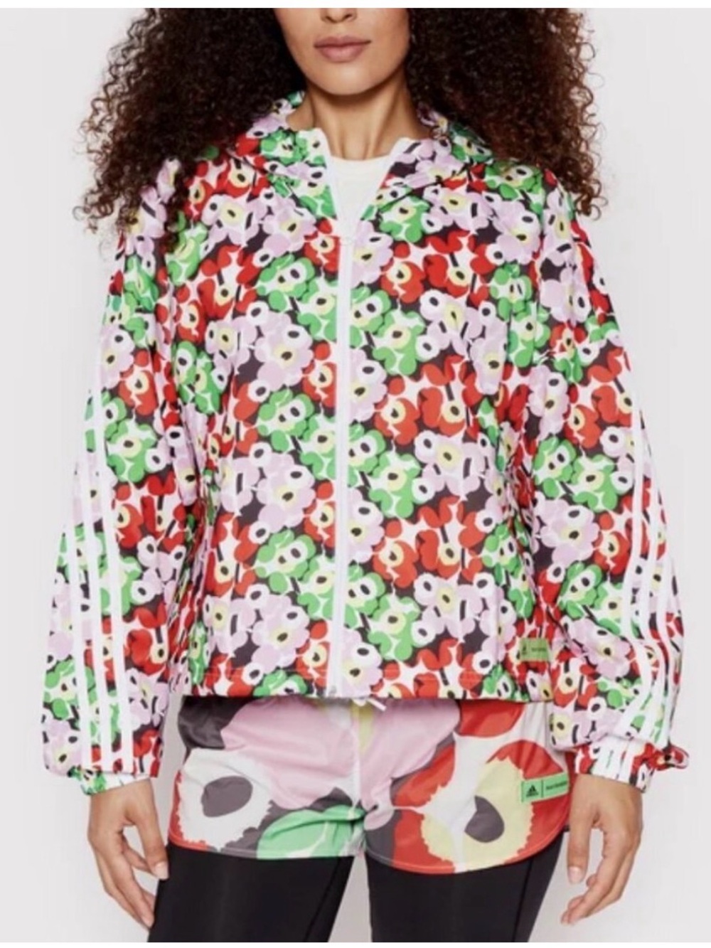 Adidas X Marimekko White Multicolor Windbreaker Size XS (4-6)